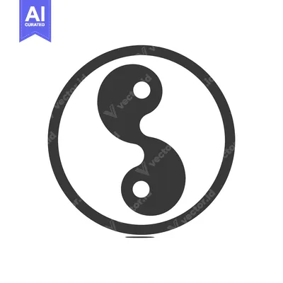 Yin Yang Symbol in a Circle with a Shadow