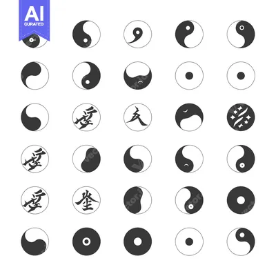 Yin Yang Symbol Variations and Chinese Characters