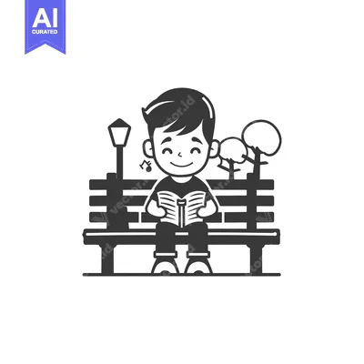 A Boy Reading a Book on a Bench in a Park
