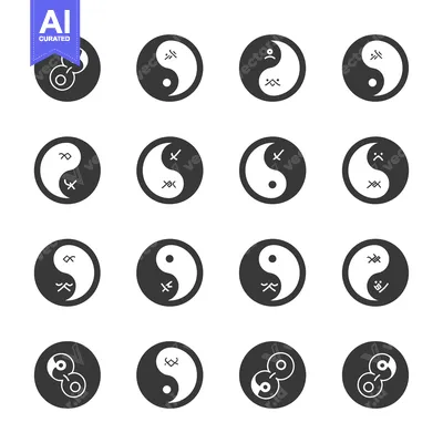 Yin Yang Symbol Variations with Different Design Elements