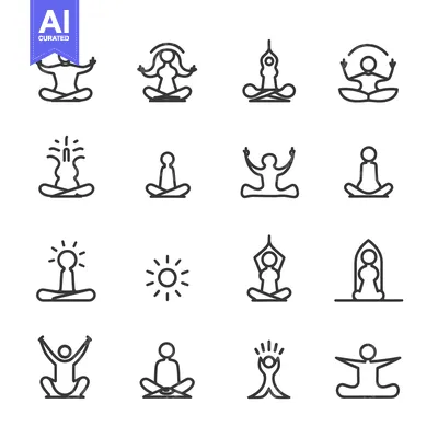 Yoga Poses and Meditation Icons