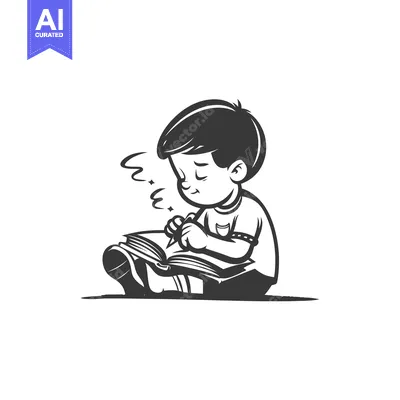 Young Boy Concentrated on Writing in a Book