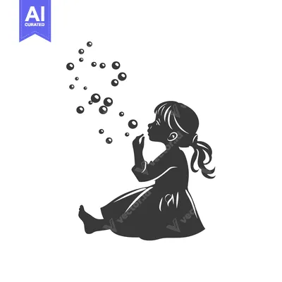 Young Girl Blowing Bubbles in a Dress