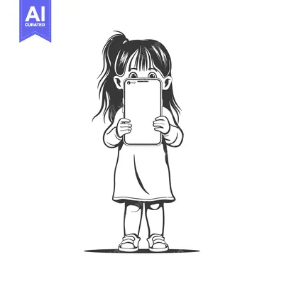 Young girl holding a smartphone in front of her face