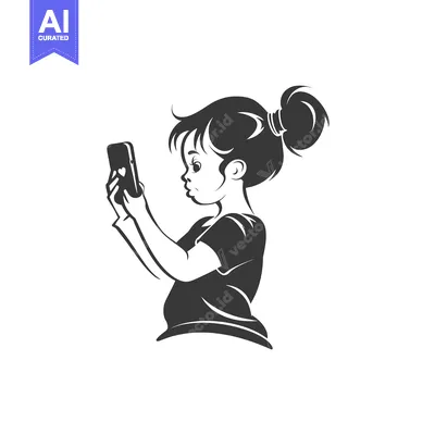 Young girl holding smartphone and looking at it