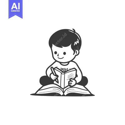 A Boy Sitting And Reading A Book