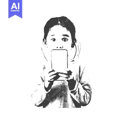 Young girl using a smartphone with a blank screen