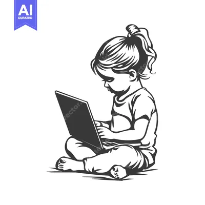 Young Girl Using Laptop While Sitting on the Floor