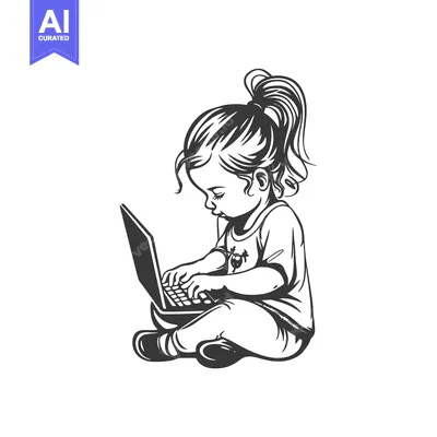 Young girl with ponytail using a laptop computer