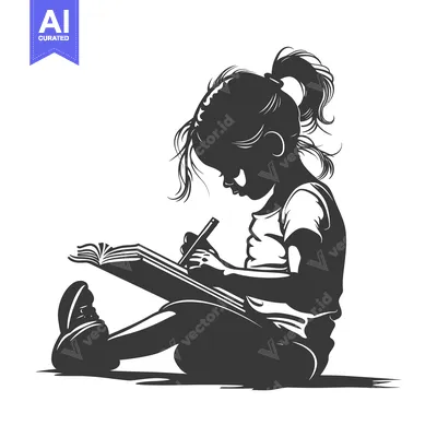 Young girl writing in a book with a pencil