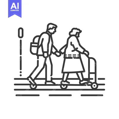 Young man helping elderly woman with walker on sidewalk
