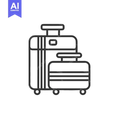 Aset desain premium: Minimalist Luggage Icon: Two Suitcases, Travel Symbol, Outline Style