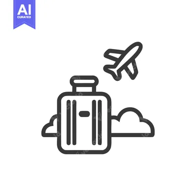 Travel Icon: Suitcase, Airplane, and Cloud in Minimalist Design