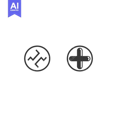 Zigzag and Plus Sign in Circles