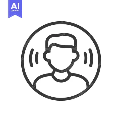 Person in Circle with Sound Waves Icon, Minimalist Design