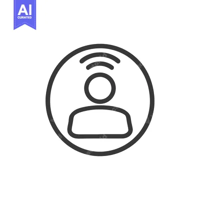 Person with WiFi Signal Icon, Minimalist Black and White Design
