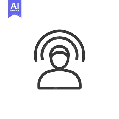 Person Broadcasting Signal: Minimalist Line Art Icon on White Backgrou