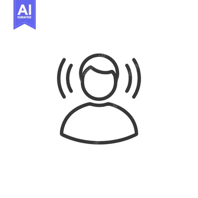 Person with Sound Waves Emanating, Minimalist Line Art Icon