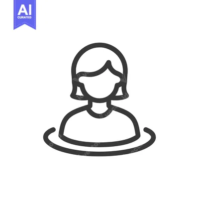 Minimalist Woman Icon: Simple Line Art, Modern Design, Isolated on Whi