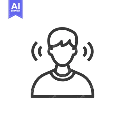 Hearing Impairment Icon: Minimalist Person with Sound Waves Symbolizin