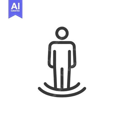 Minimalist Icon of Person with Grounding Arcs, Black and White Design
