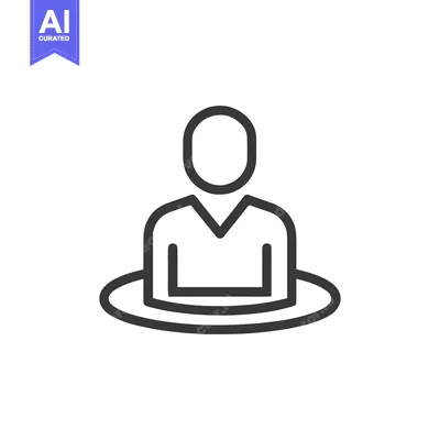 Minimalist Icon of Person Emerging from Circle, Simple Line Art