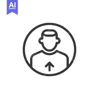 User Profile Upload Icon: Simple Outline of Person with Arrow