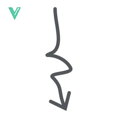 Aset desain premium: Hand Drawn Wavy Arrow Pointing Downwards