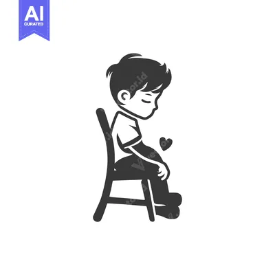 A Boy Sitting on a Chair with a Heart Above Him