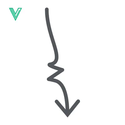 Hand drawn arrow pointing down with a zigzag line