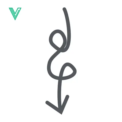 Aset desain premium: Hand Drawn Arrow Symbol with Swirls and Downward Direction