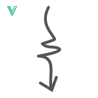Aset desain premium: Hand drawn arrow pointing down with a zigzag in the middle