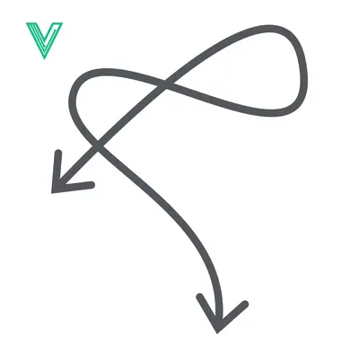 Hand Drawn Arrow Loop with Two Downward Points