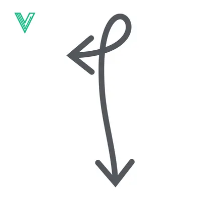 Hand Drawn Arrow with Loop and Downward Direction