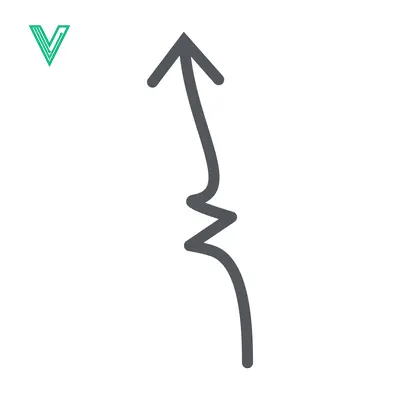 Abstract Wavy Arrow Pointing Upwards with Zigzag in the Middle