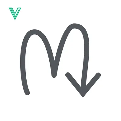 Hand-drawn arrow symbol indicating direction and movement