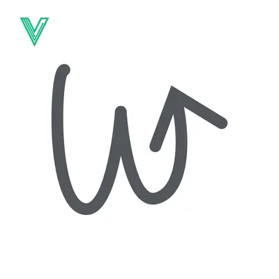 Hand-drawn letter W with an arrow