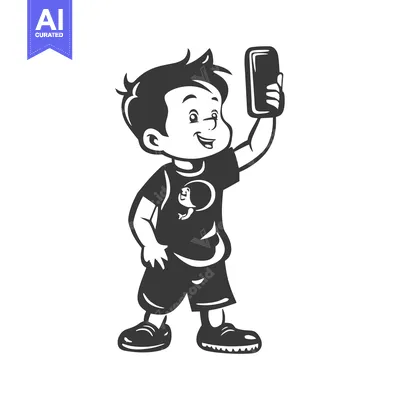Premium design asset: A Boy Taking A Selfie With A Smartphone