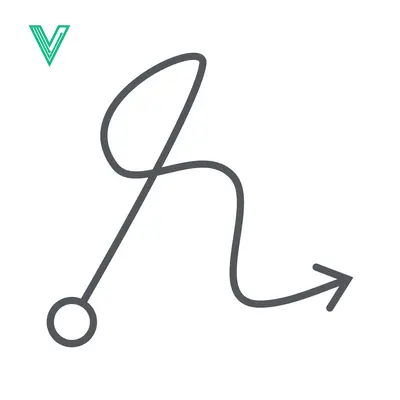 A simple abstract line drawing with a circle and an arrow
