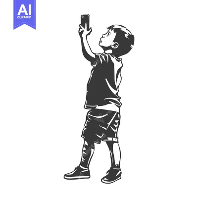 A boy using a smartphone to take a picture
