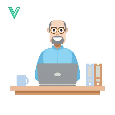 Elderly Man Working on Laptop at Desk with Coffee and Files