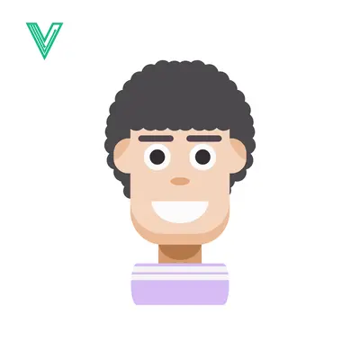 Flat Design Character Portrait with Curly Hair and Striped Shirt