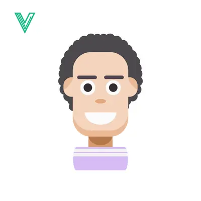 Flat Design Avatar of a Smiling Man with Curly Hair