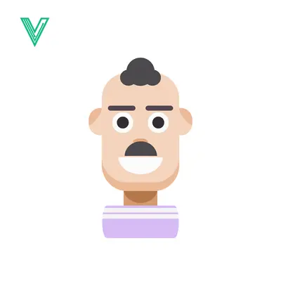 Minimalist Flat Design Avatar of a Surprised Man