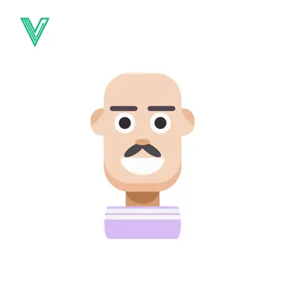 Minimalist Cartoon Bald Man with Mustache and Striped Shirt