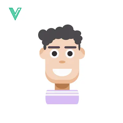 Flat Design Avatar of a Young Man with Curly Hair