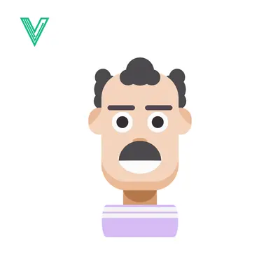 Flat Design Cartoon Man Character with Open Mouth and Surprised Expression