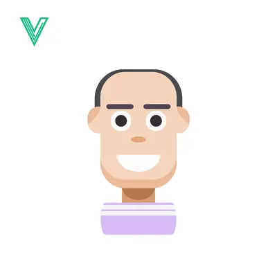Minimalist Flat Design Avatar of a Smiling Man
