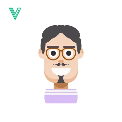 Flat Design Avatar of a Man with Glasses and Mustache