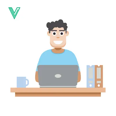 Man Working on Laptop at Desk with Coffee and Books
